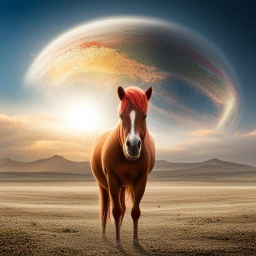 Horse in Space with Apple and Pigs