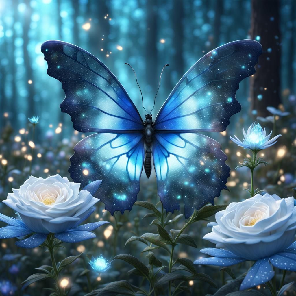 Butterfly on Magical Aster with Constellation Dust