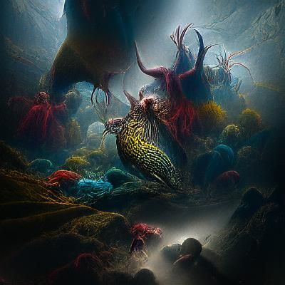 Deep into the abyss. Ocean life . Sea creatures wonderful ex...
