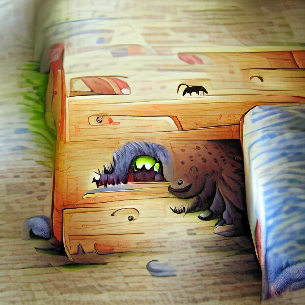 Monster Under Bed Storybook Illustration