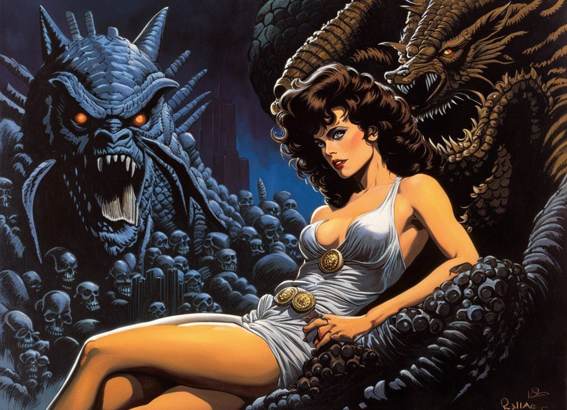 Zuul the Gatekeeper Pin-Up Portrait in Airbrush Style