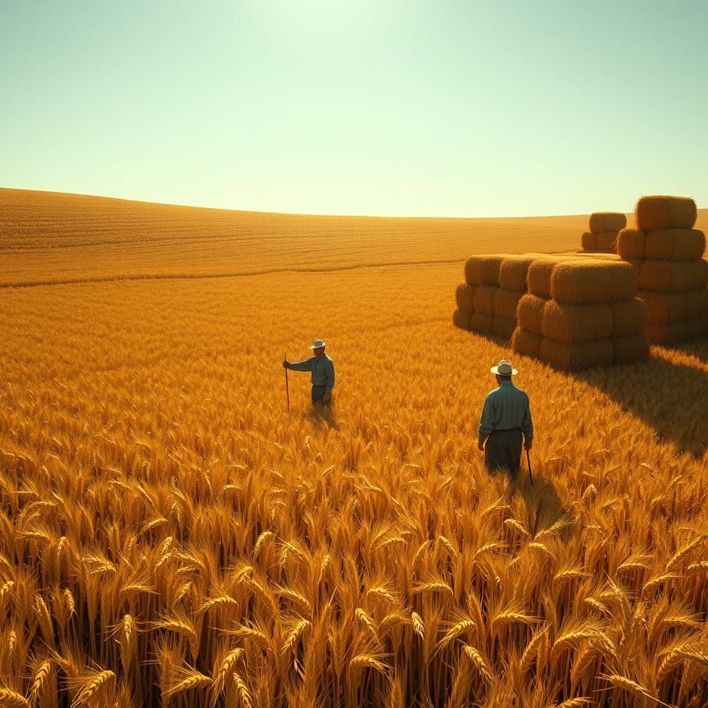Golden Wheat Field with Unharvested Corner, Traditional Jewi...