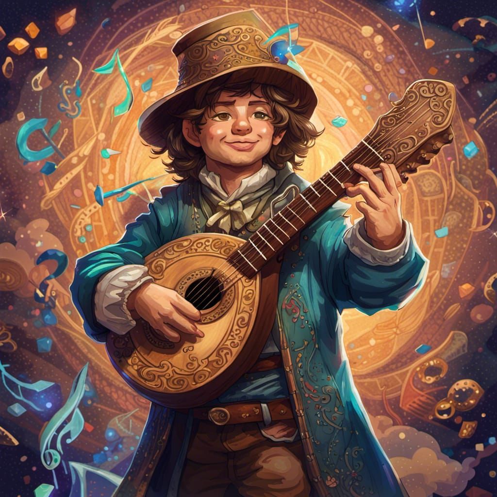 Halfling Bard Conjures Magical Music: Astral Illustration