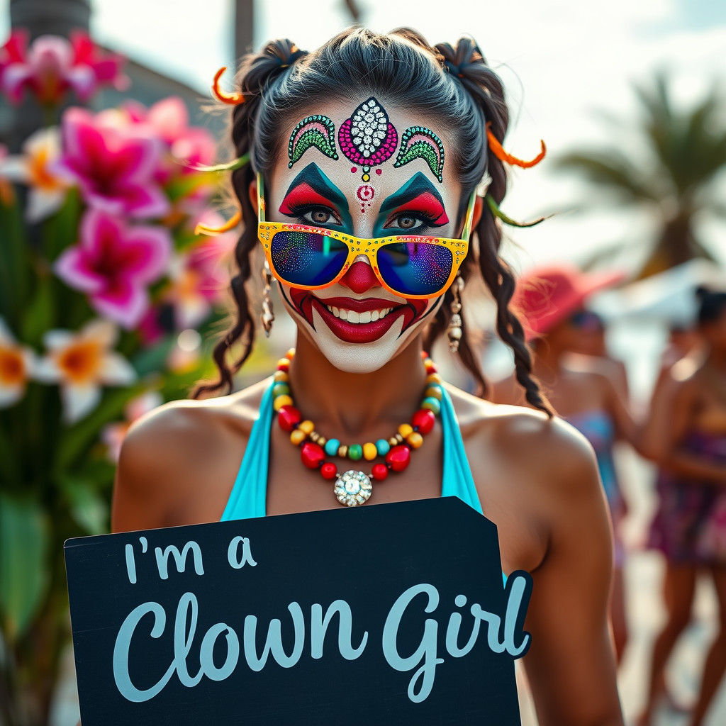 Moana as Clown Girl in Hyperrealistic Portrait