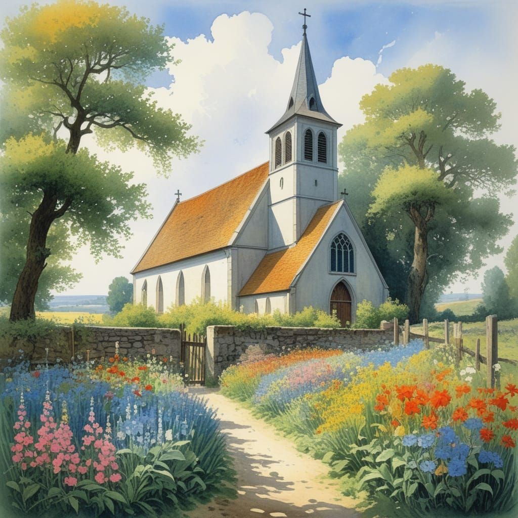 Romantic Woodland Church in Vibrant Bloom