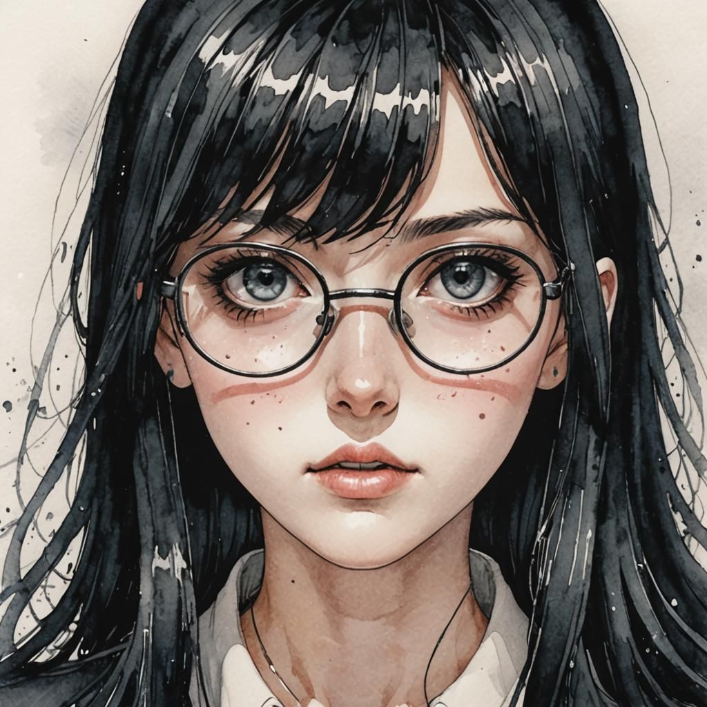 Manga Girl Portrait in Akira Hiramoto Style