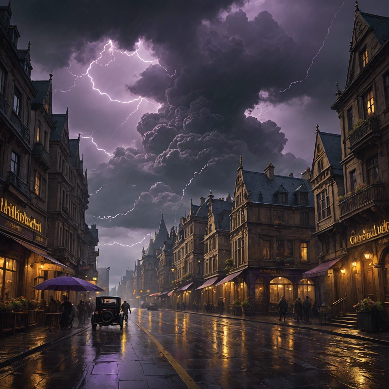 Dark Fantasy Storm with Dynamic Lighting and Rain