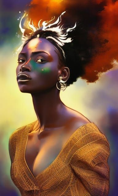 Detailed Liquid Gouache Painting of Woman's Face