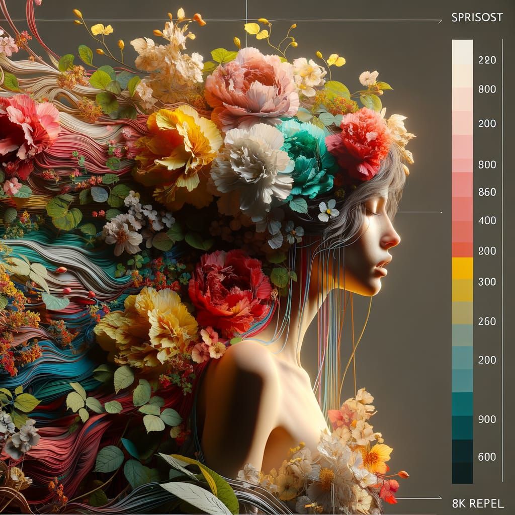 Floral Dress Portrait in Artstation Style