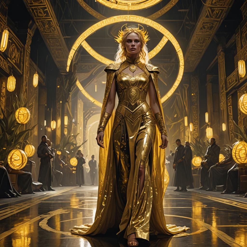 High Fashion Empress on Imperial Runway in Art Nouveau Style