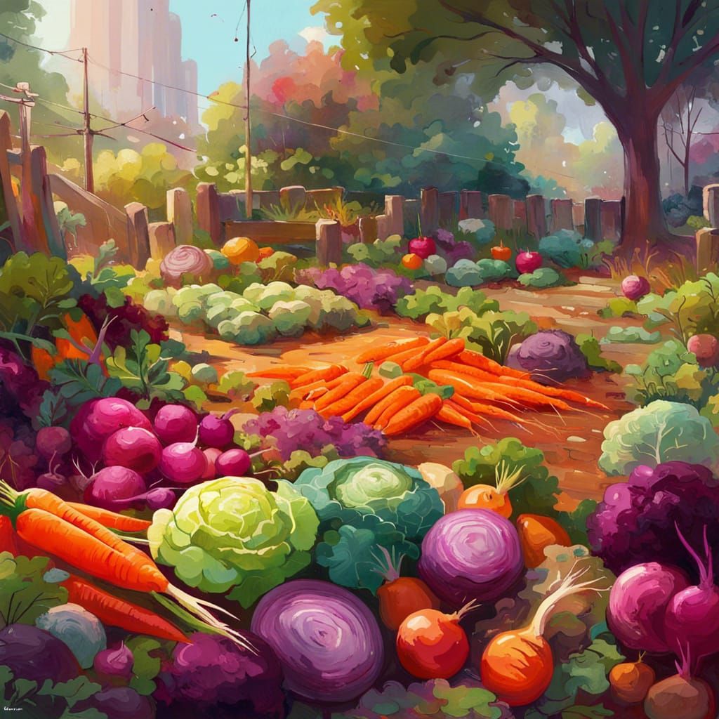 Colorful Vegetable Patch in Maximalist Photoillustration Sty...