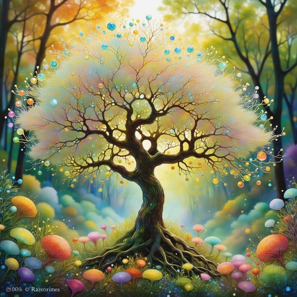 Whimsical Spring Scene in Storybook Style