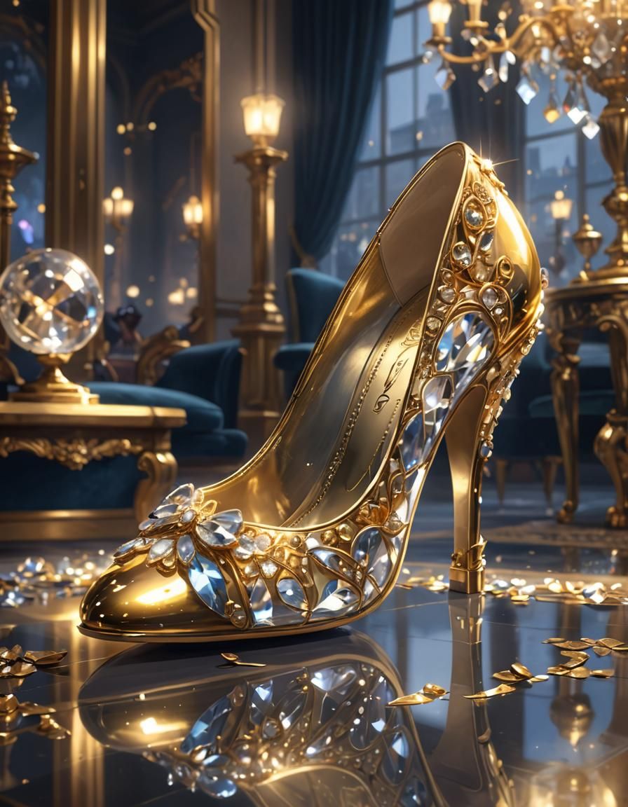 Glimmering Golden Slipper in Anime Style