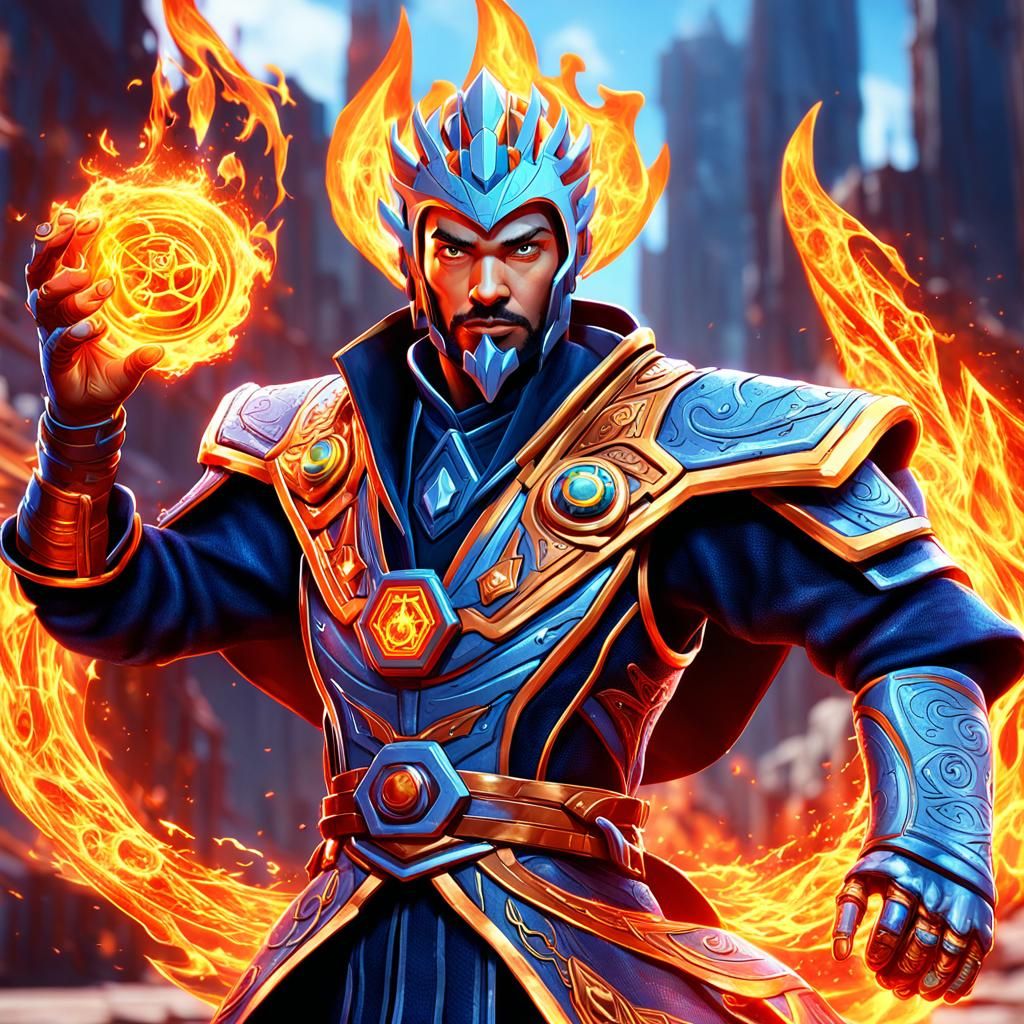 Blaze the Fire Mage 3D Trading Card in Dark Fantasy Style