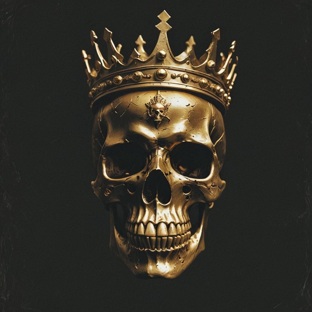 Golden Crowned Skull in Cinematic Style