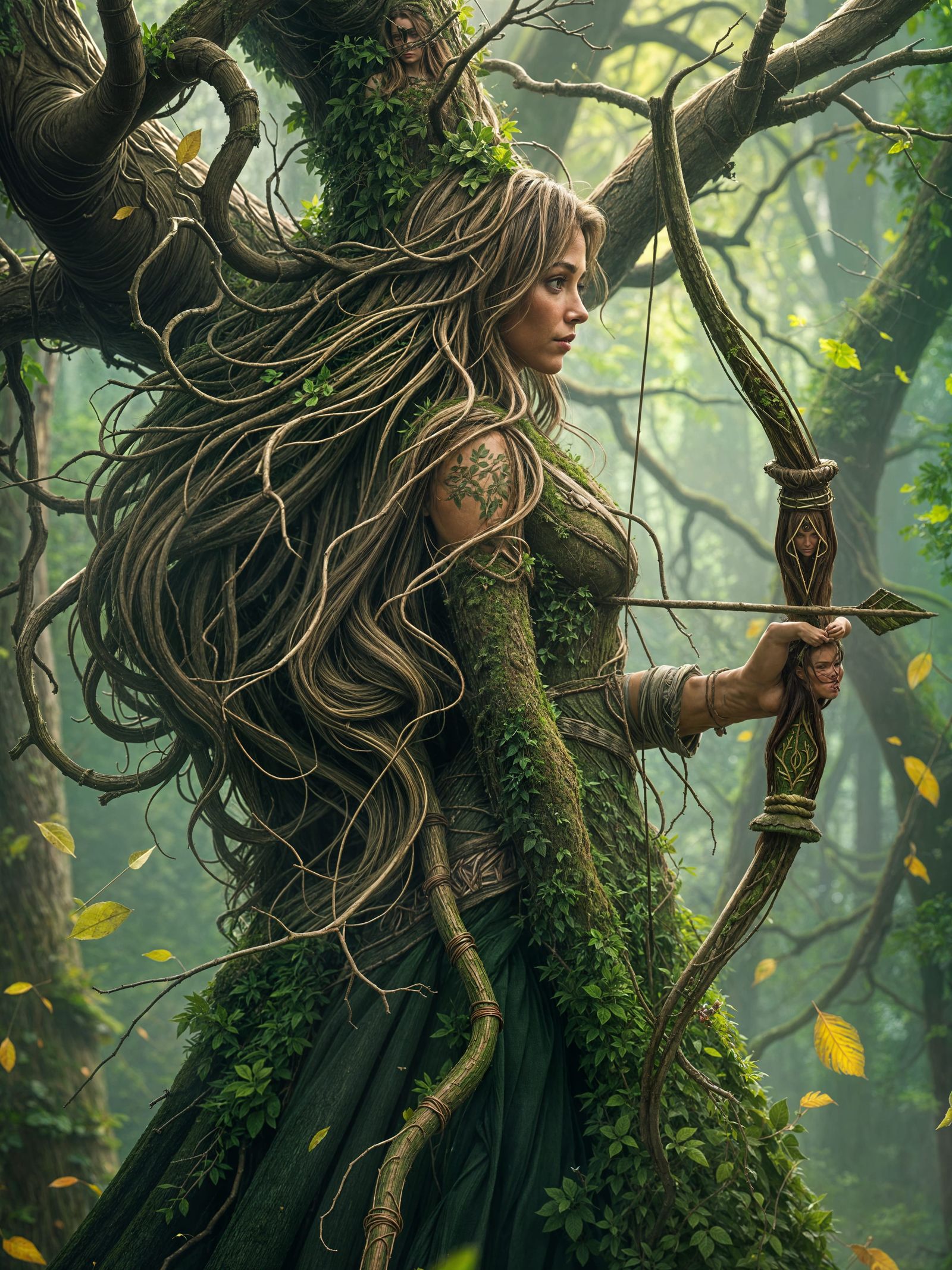 Tree Sprite Woman With Bow and Arrow