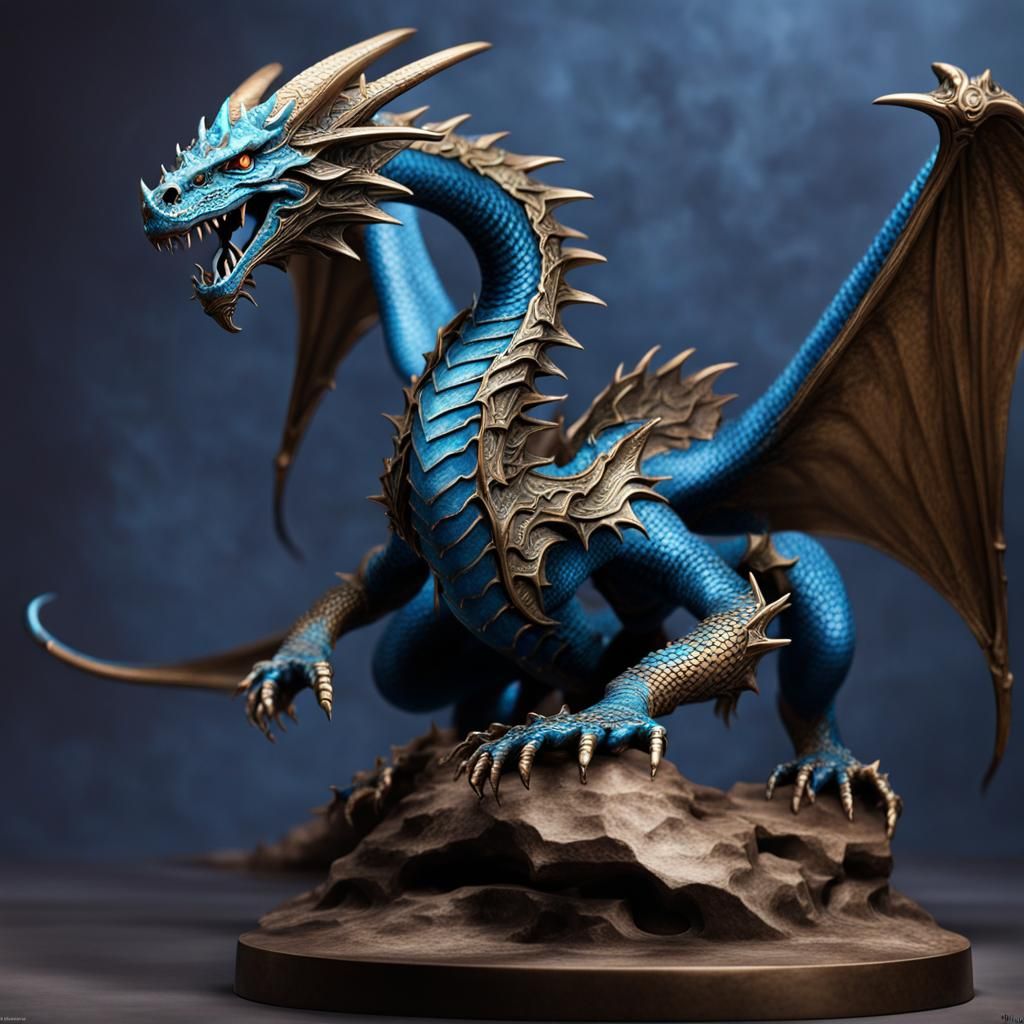 Bronze and Blue Dragon: Dungeons and Dragons Art