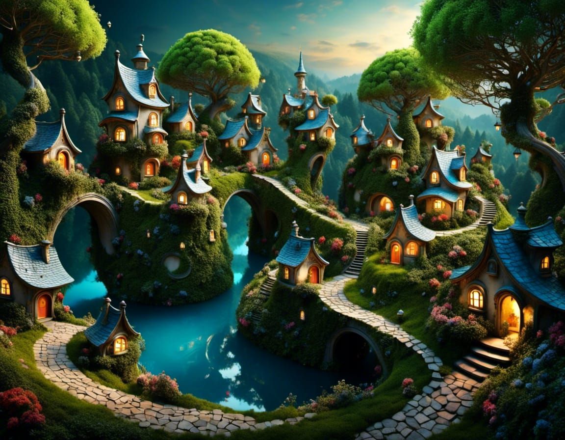 Enchanting Fairy Town in Forest