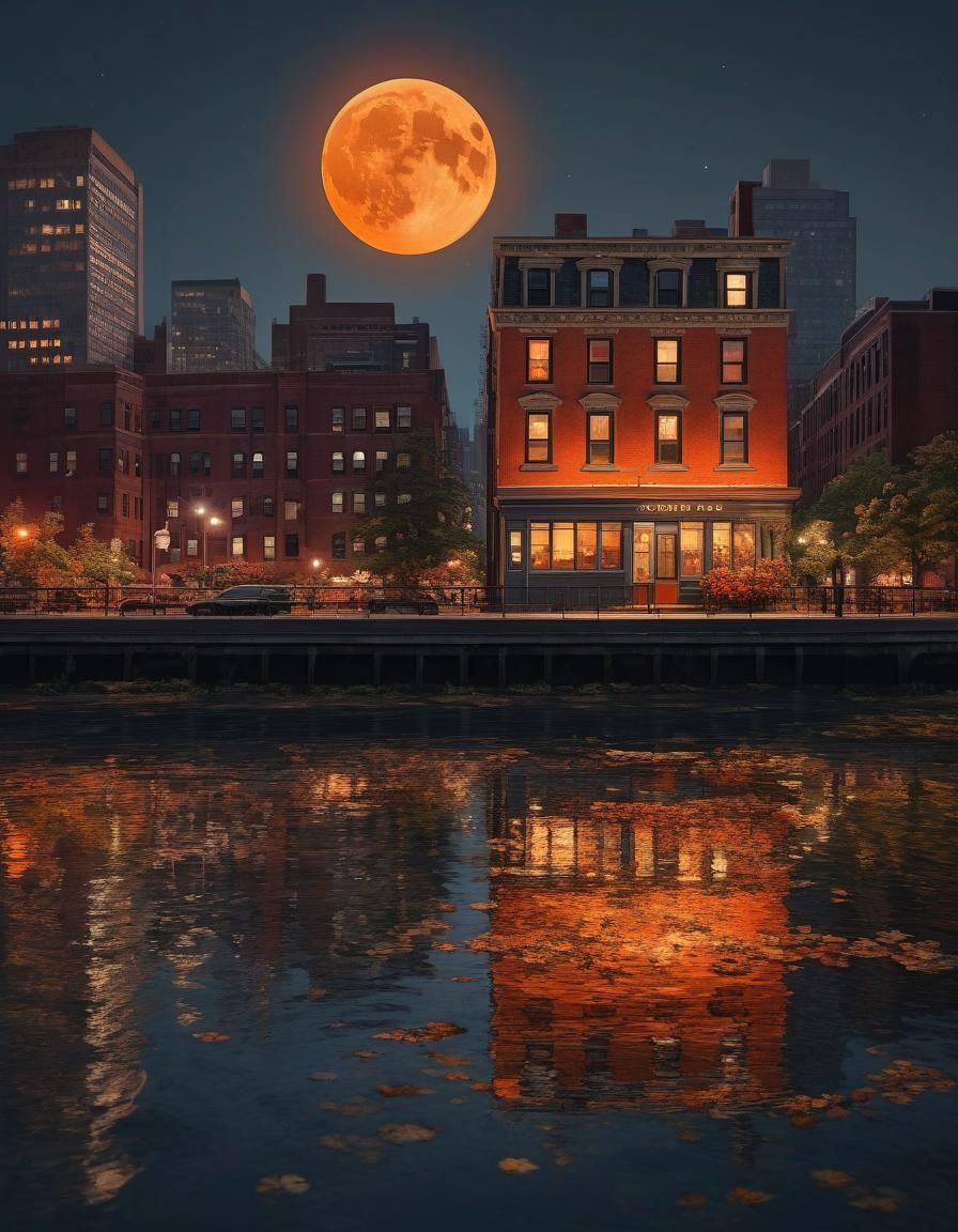 Ethereal Moonlit Orange Floral Art in Photorealistic Style