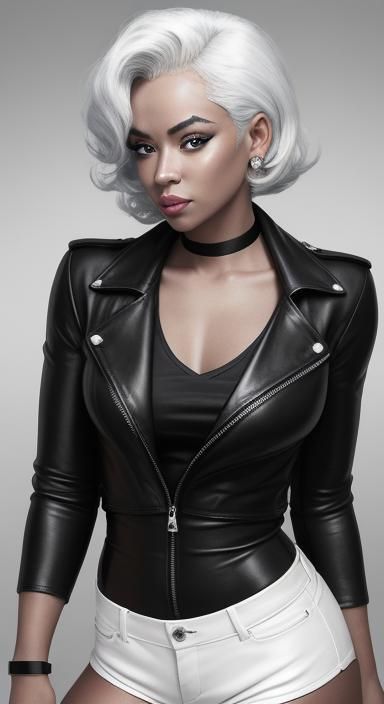 Marilyn Monroe Lookalike in Leather, Low Poly Silver