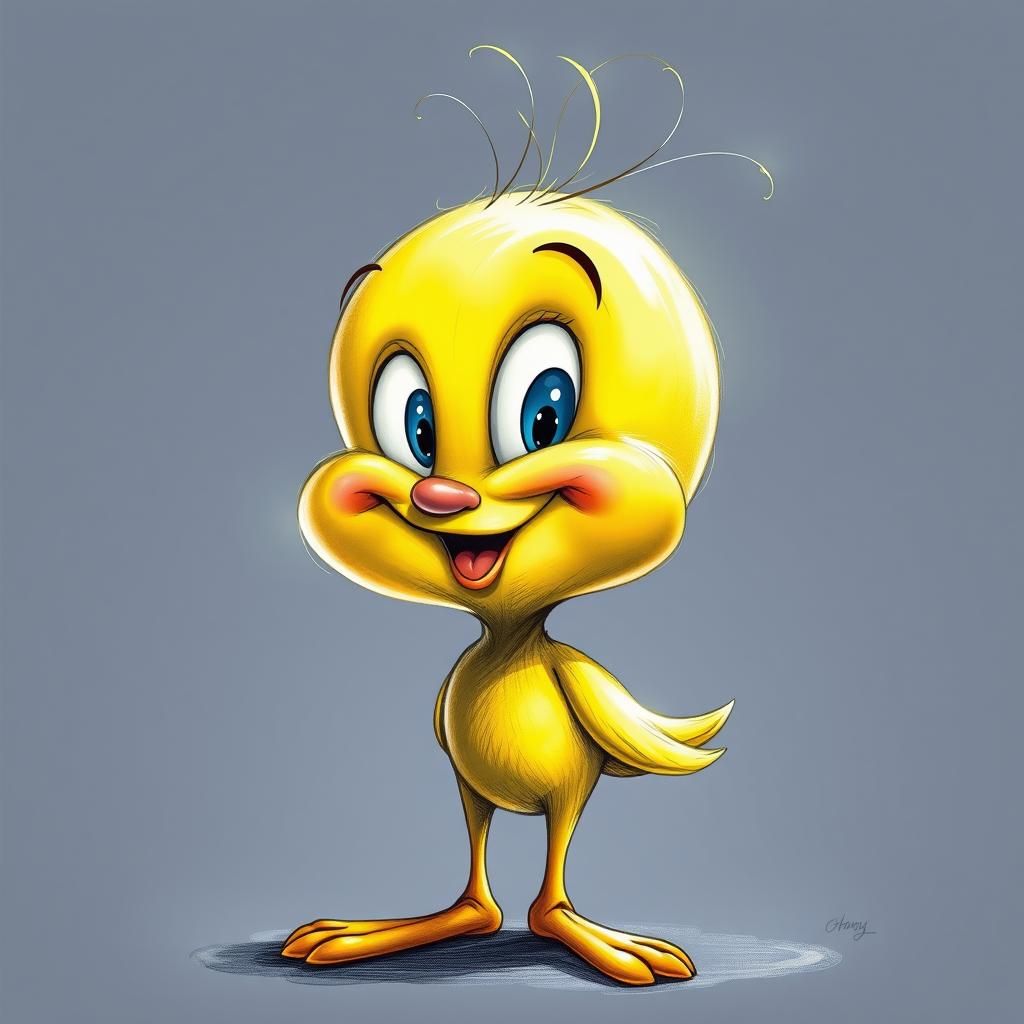 Funny Tweety Bird Caricature with Volumetric Lighting