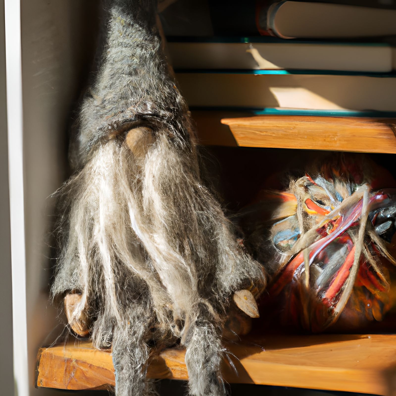 Yarn Gandalf on a Sunny Shelf