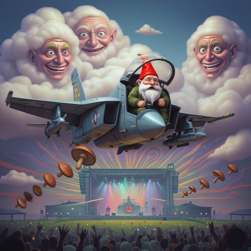 Dwarf Pilot Drops Mushroom Bombs on Concert Crowd