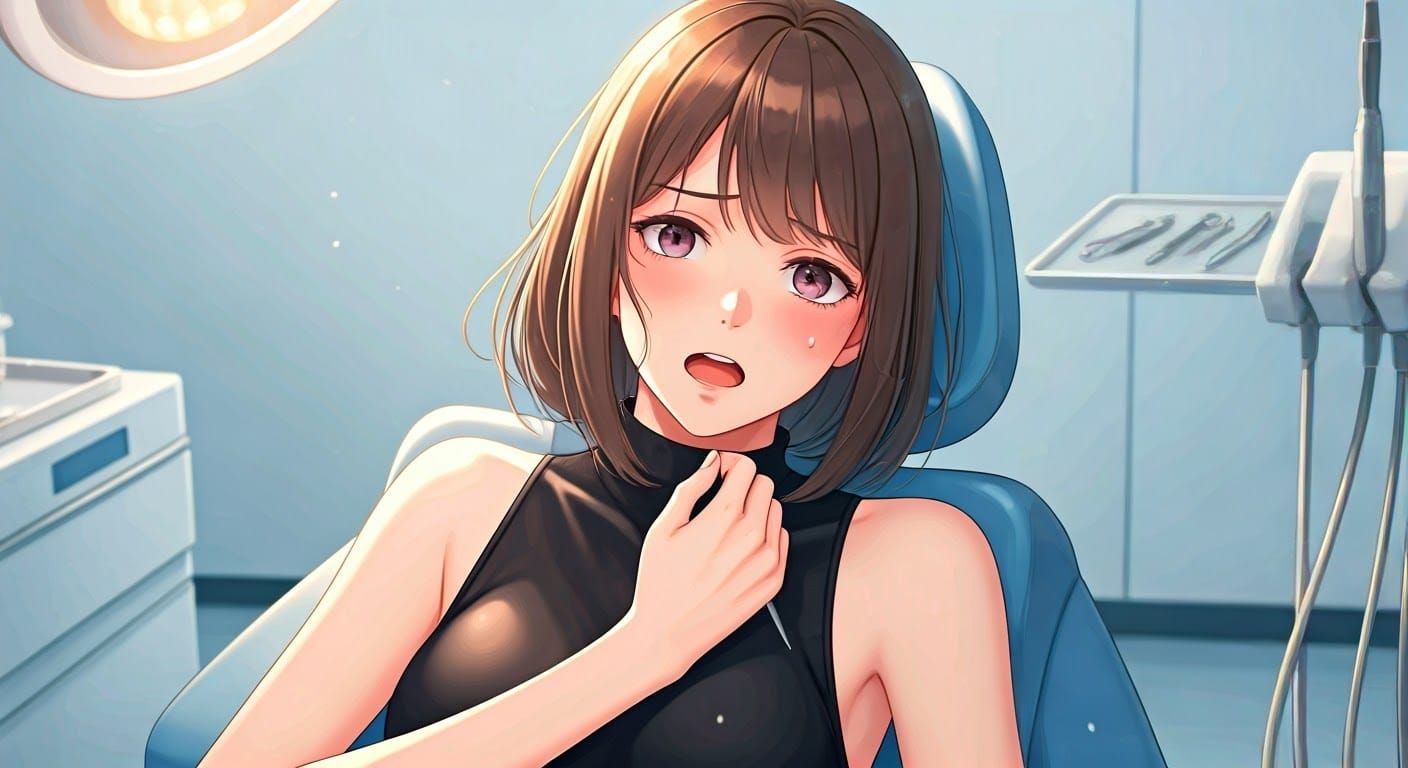 Surreal Anime Portrait of Painful Dental Procedure