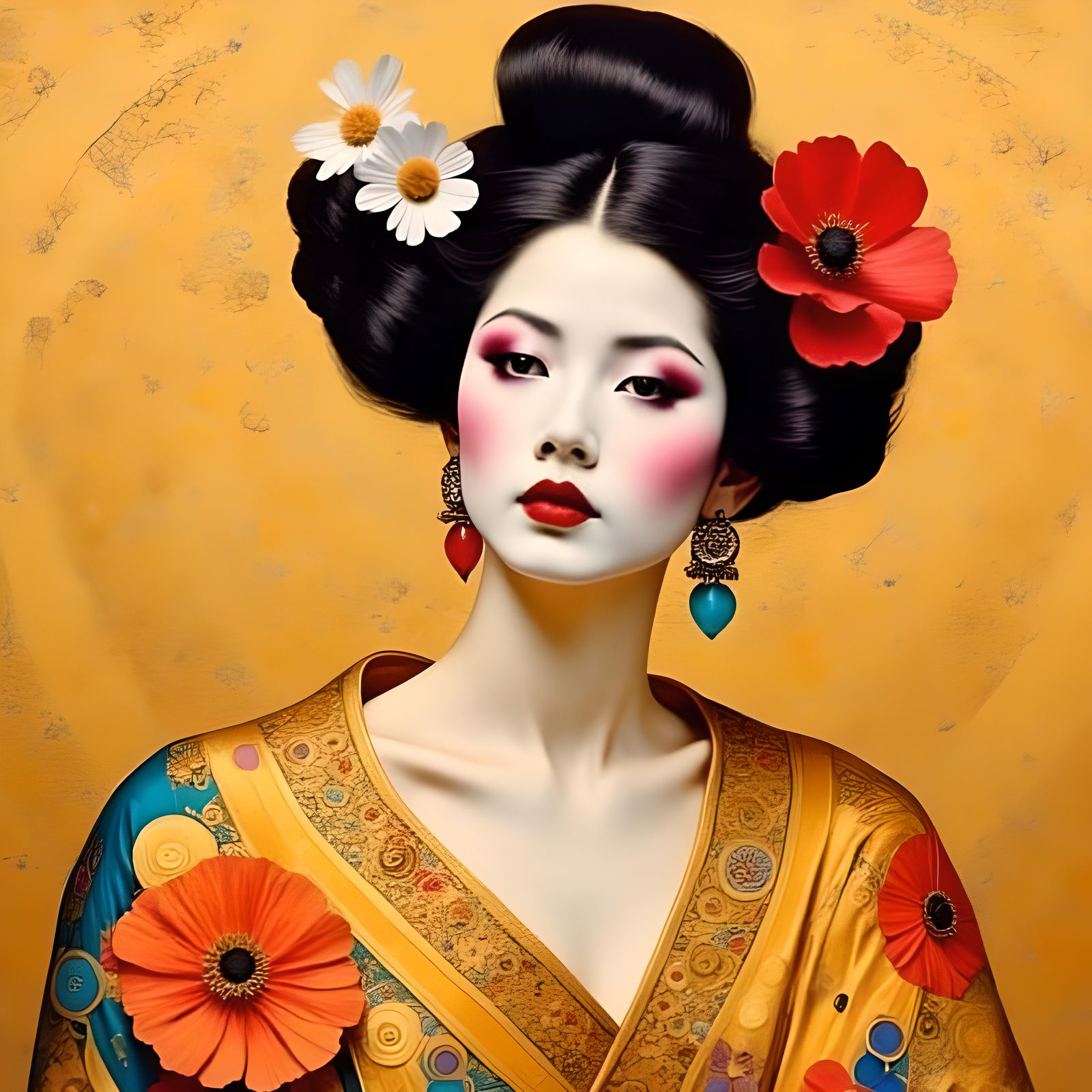 Golden Woman Portrait in Impressionistic Style