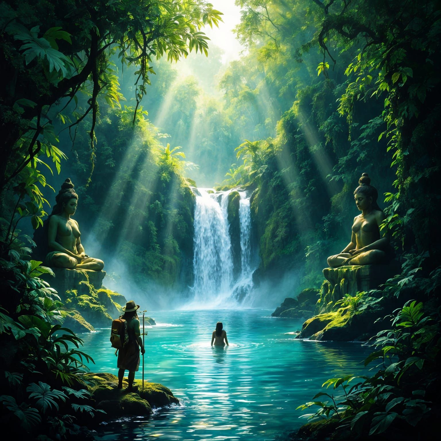 Explorer Finds Hidden Waterfall in Lush Jungle