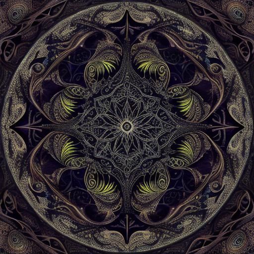 Eldritch Fractal Elegance: Psychedelic Stipple Art