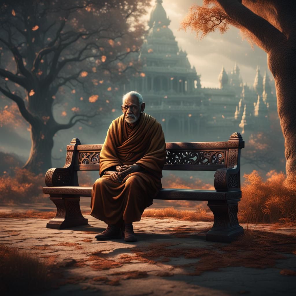 Mahatma Gandhi: Lonely Sadness in Matte Painting