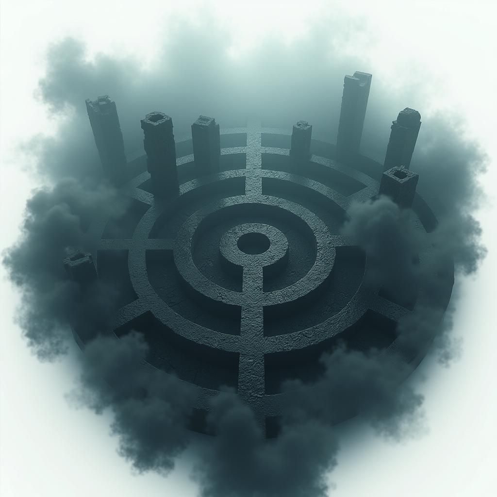 Mysterious Aerial Labyrinth in Dark Fantasy Style