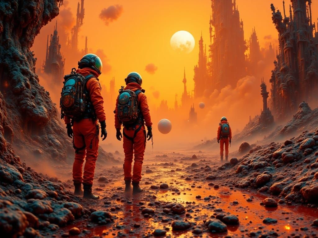 Toxic Exoplanet Exploration in Dark Surrealist Style