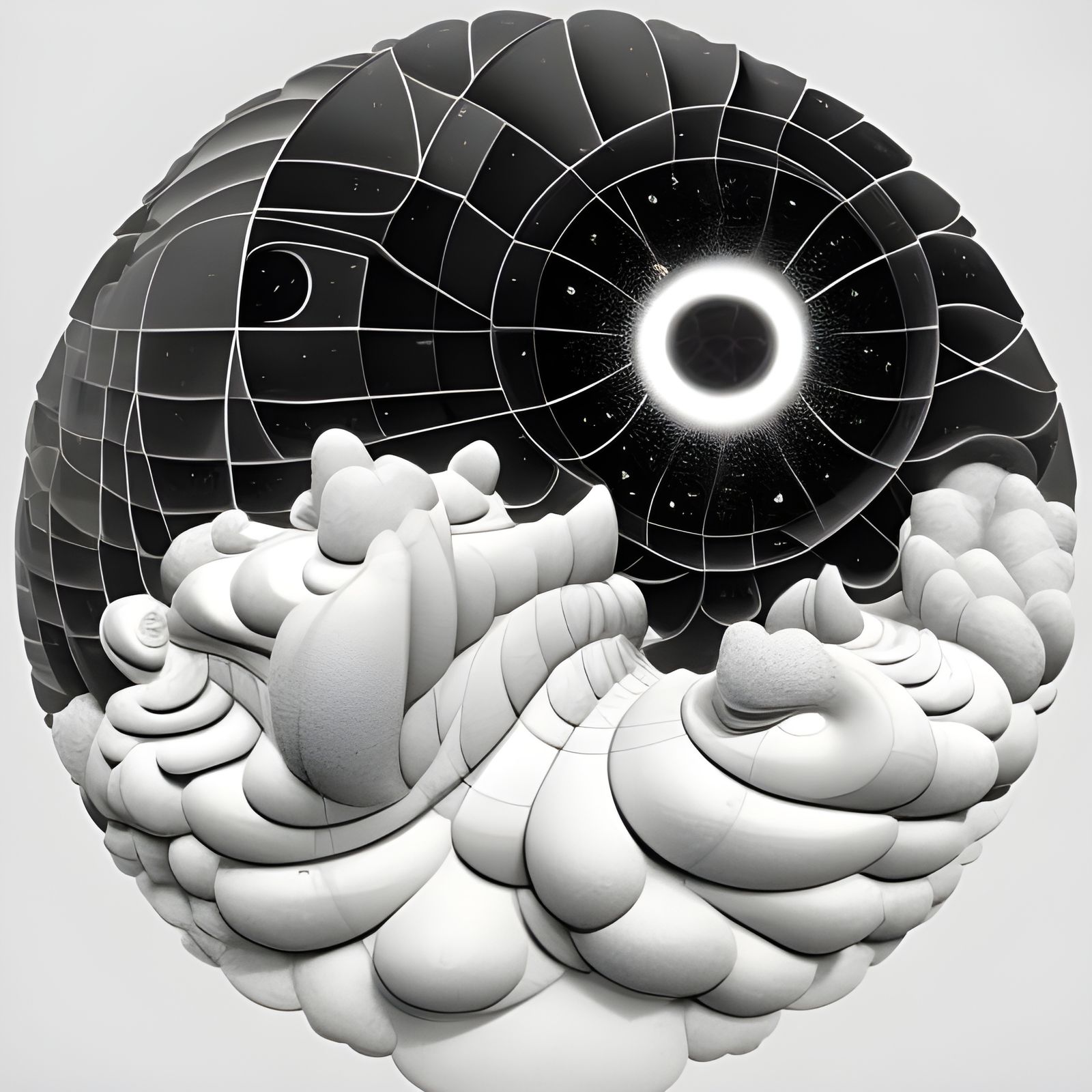 Yin-Yang Sun and Moon in Kinetic Pointillism