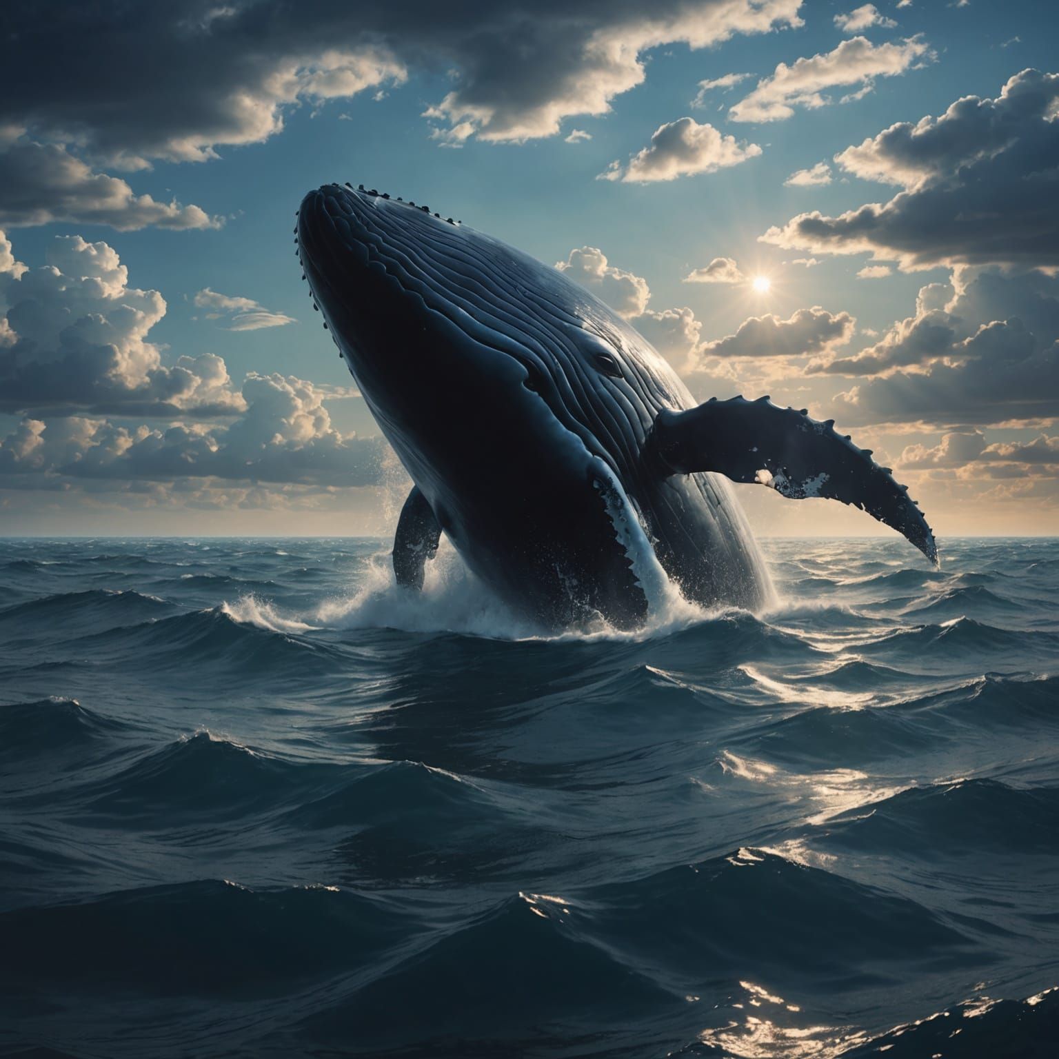 Whale Eye Reflects Ocean Sky: Digital Matte Painting