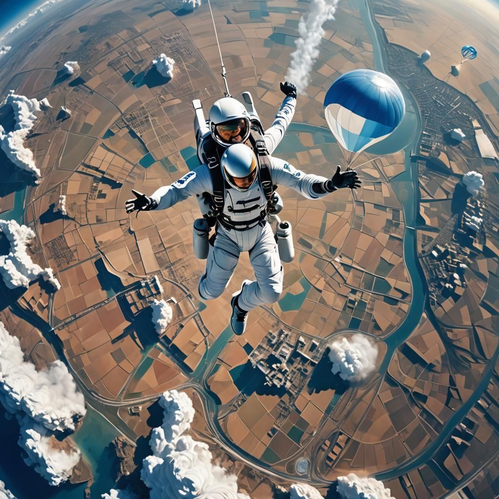 Skydiver Leaping from Space Balloon: Digital Matte Painting