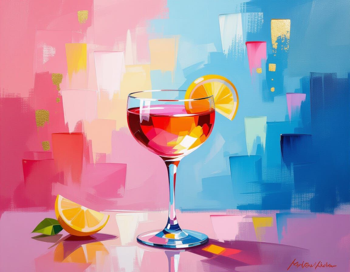 Cocktail in Impressionistic Style with Radiant Colors