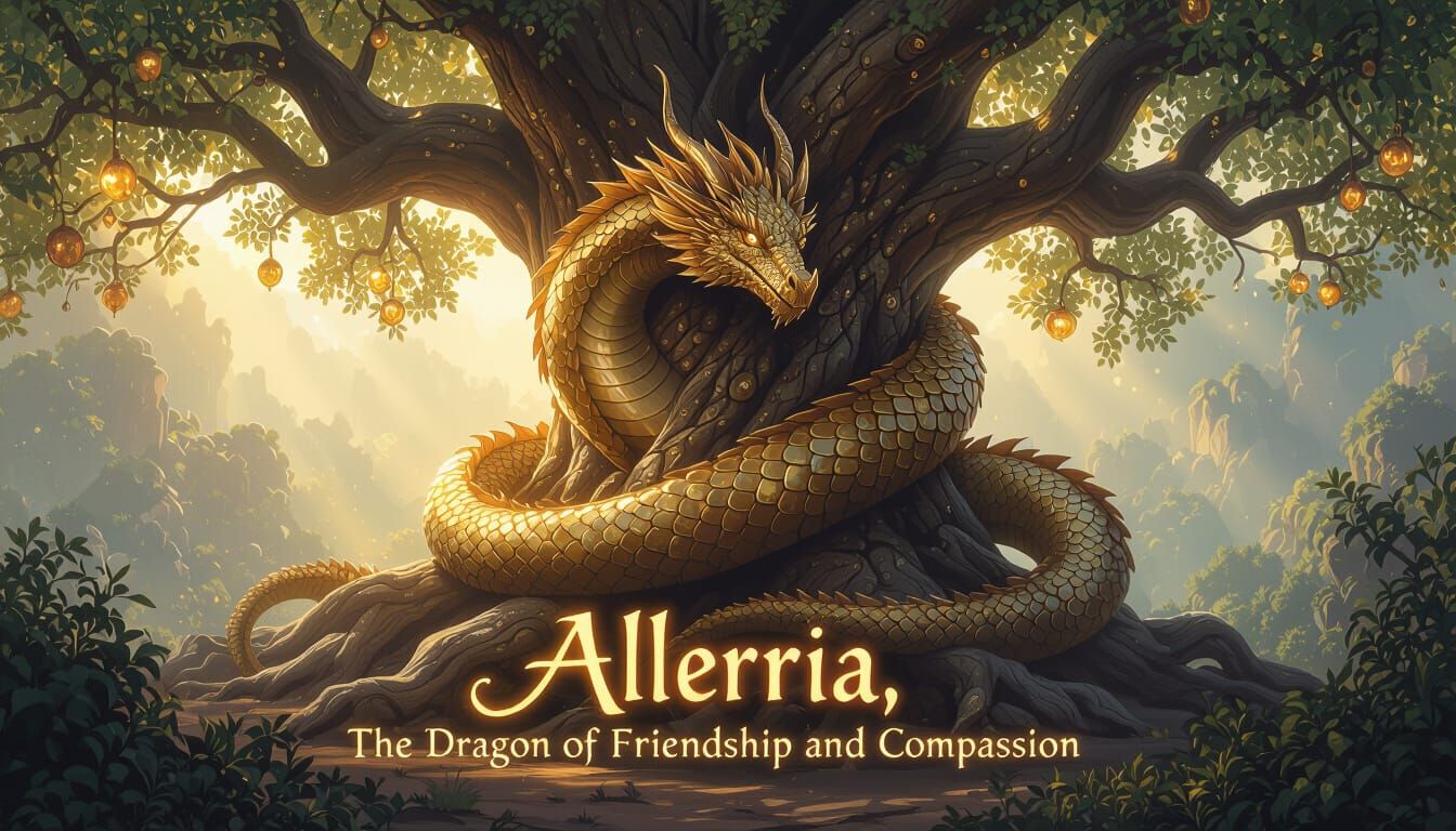 Majestic Golden Dragon Around Ancient Honey Tree