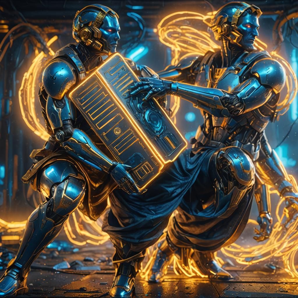 Duplicated Object in Electric Blue, 3D Render