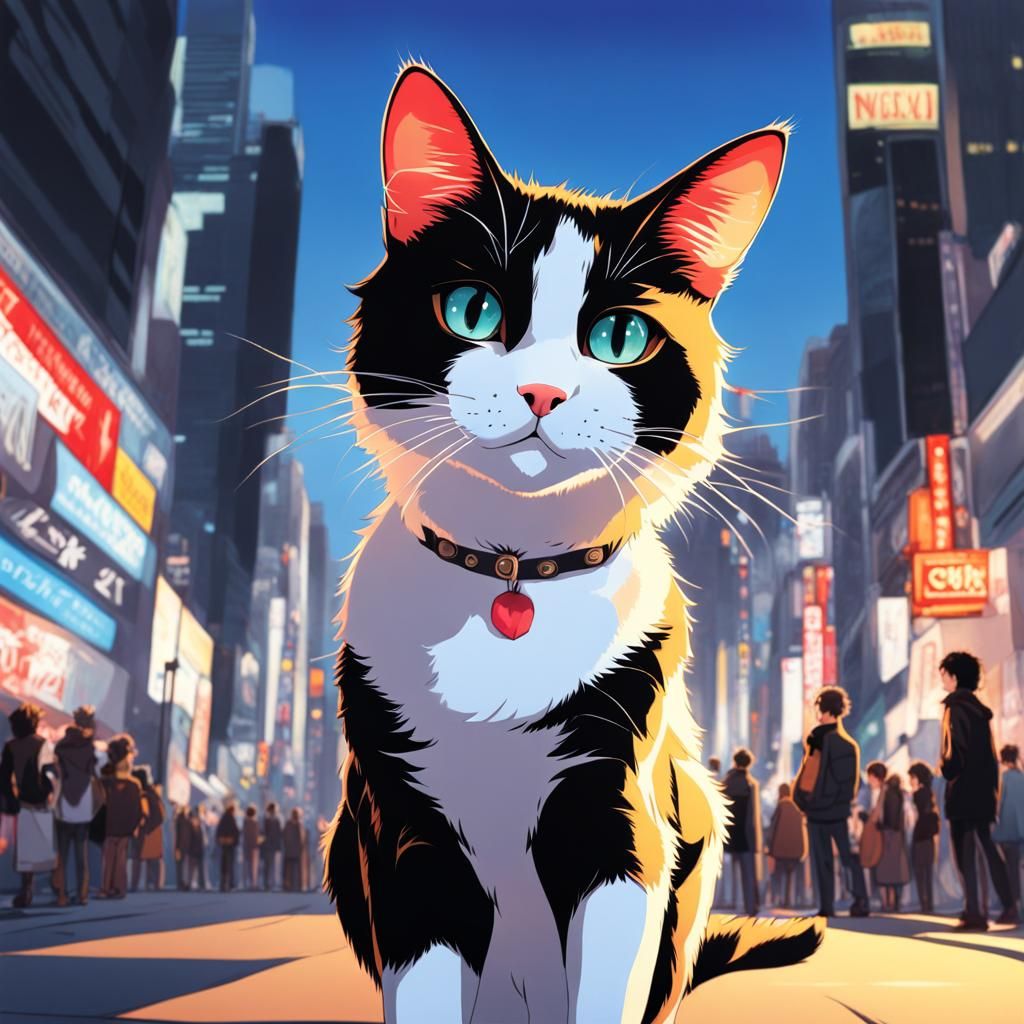 Cool New Yorker Stray Cat Profile Picture in Anime Style