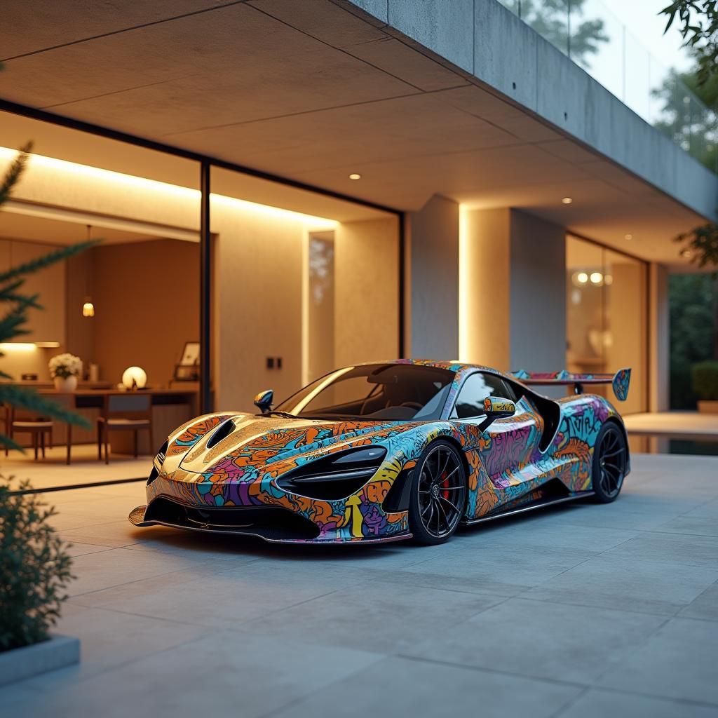 Luxury Home with Graffiti Art, Architectural Photography