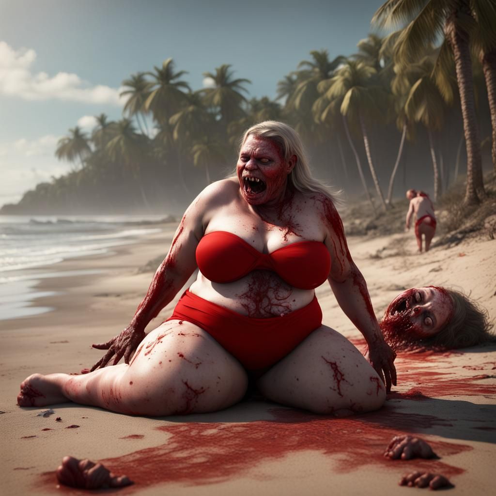Zombie Vomiting on Girl at the Beach