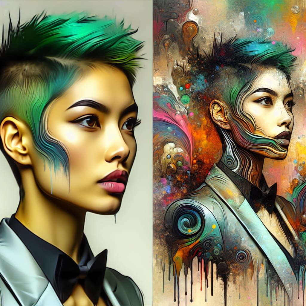 South Asian Woman in Surreal Street Art Scene