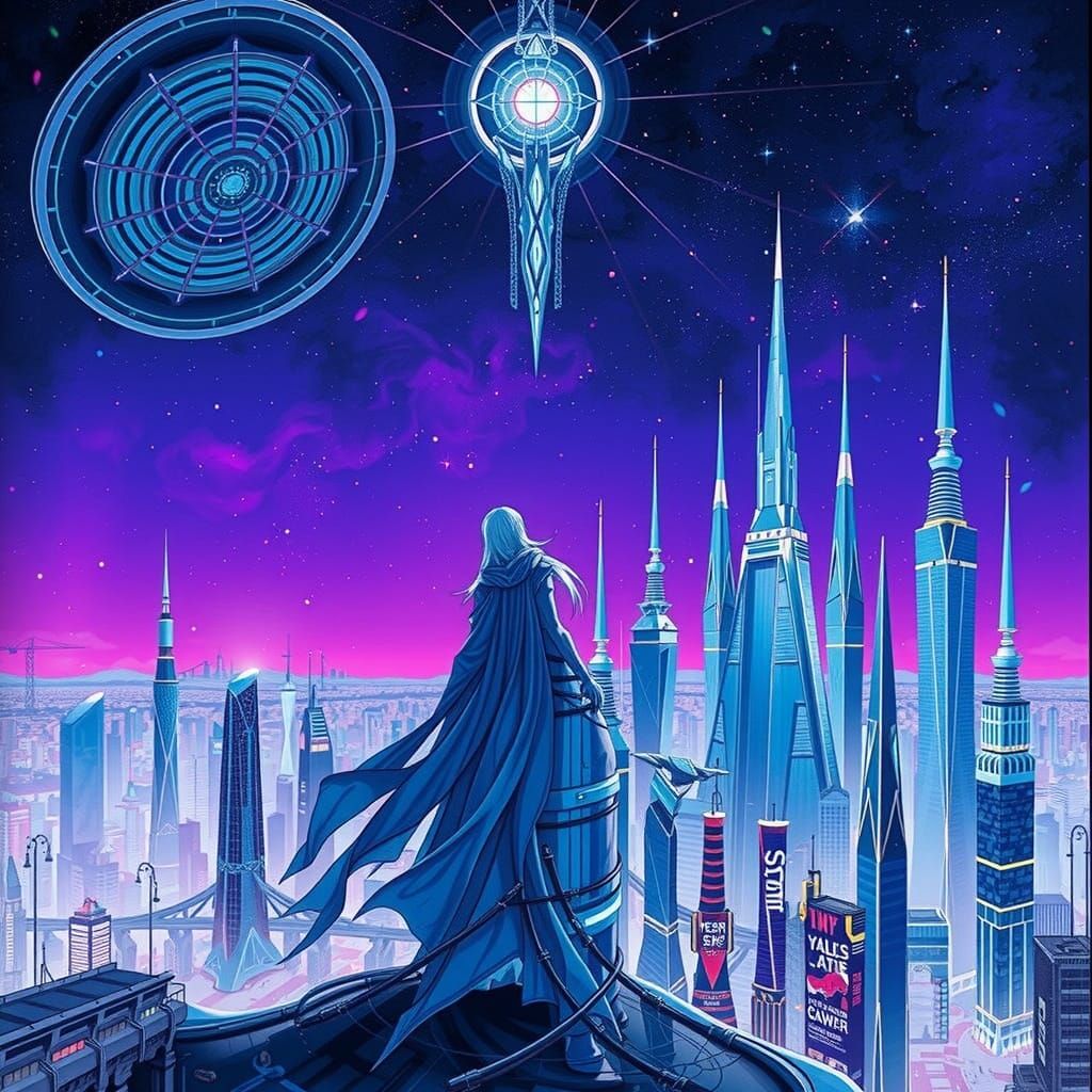 Stunning Futuristic Cityscape with Blue Glass Skyscrapers an...