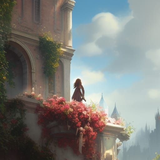 Romeo and Juliet in a Dark Fantasy Landscape