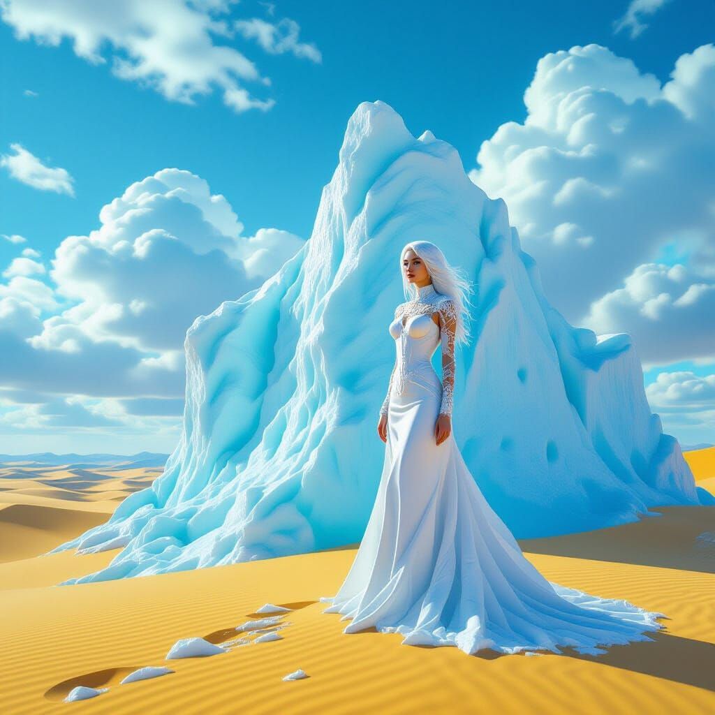 Ice Queen of the Desert in Hyper-Realistic Style