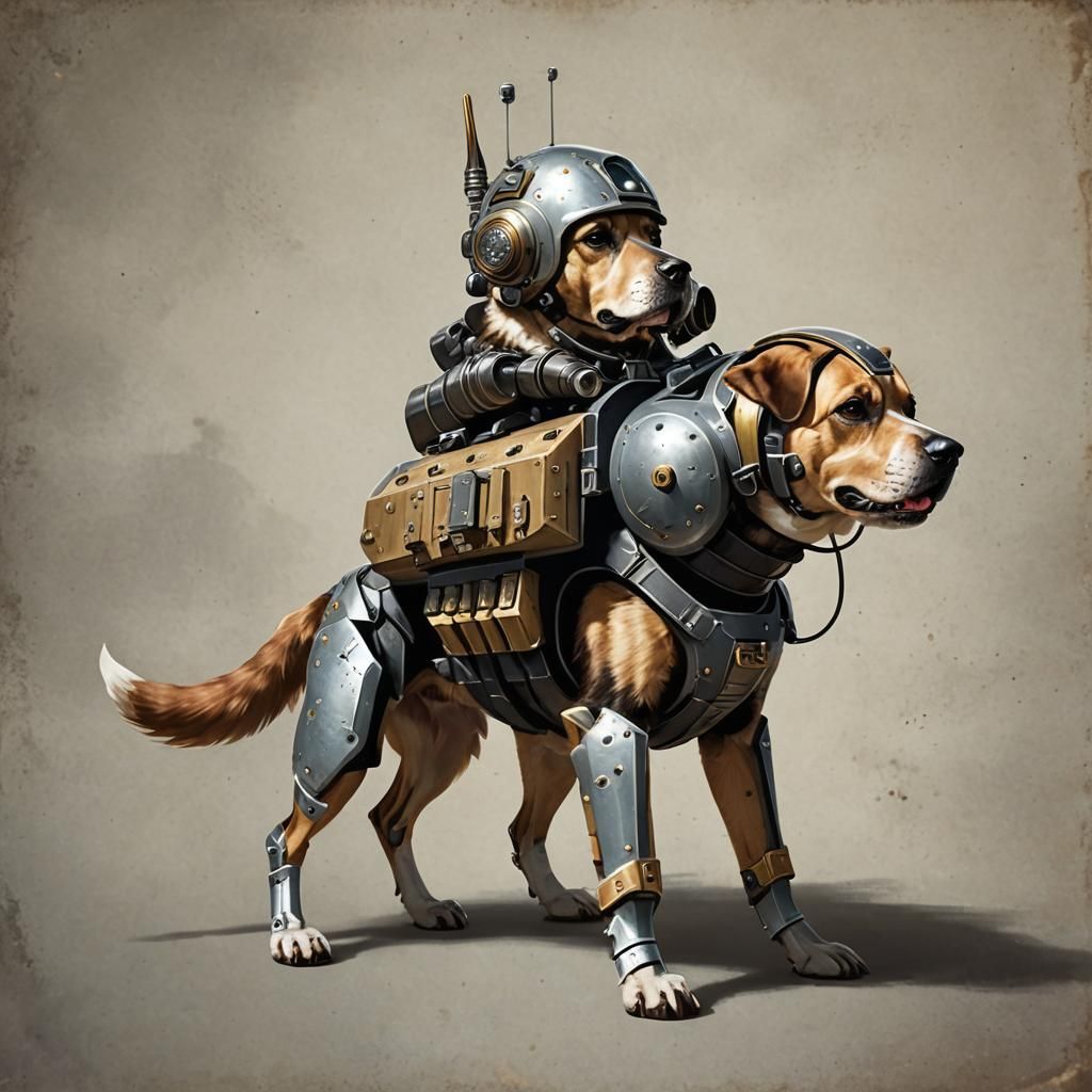 Armored War Dog with Jetpack and Turret