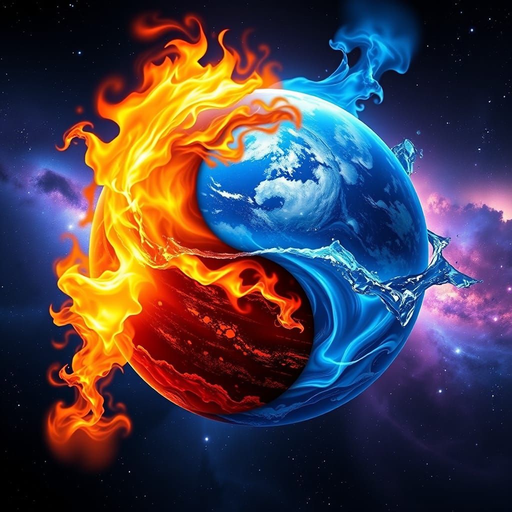 Galactic Yin Yang: Fire and Water Elements in Space