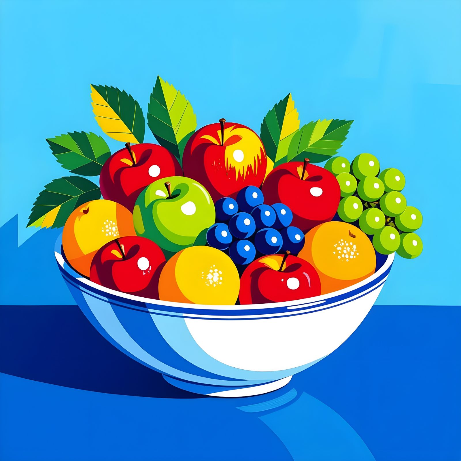 Vibrant Fruit Bowl in Pop Art Style